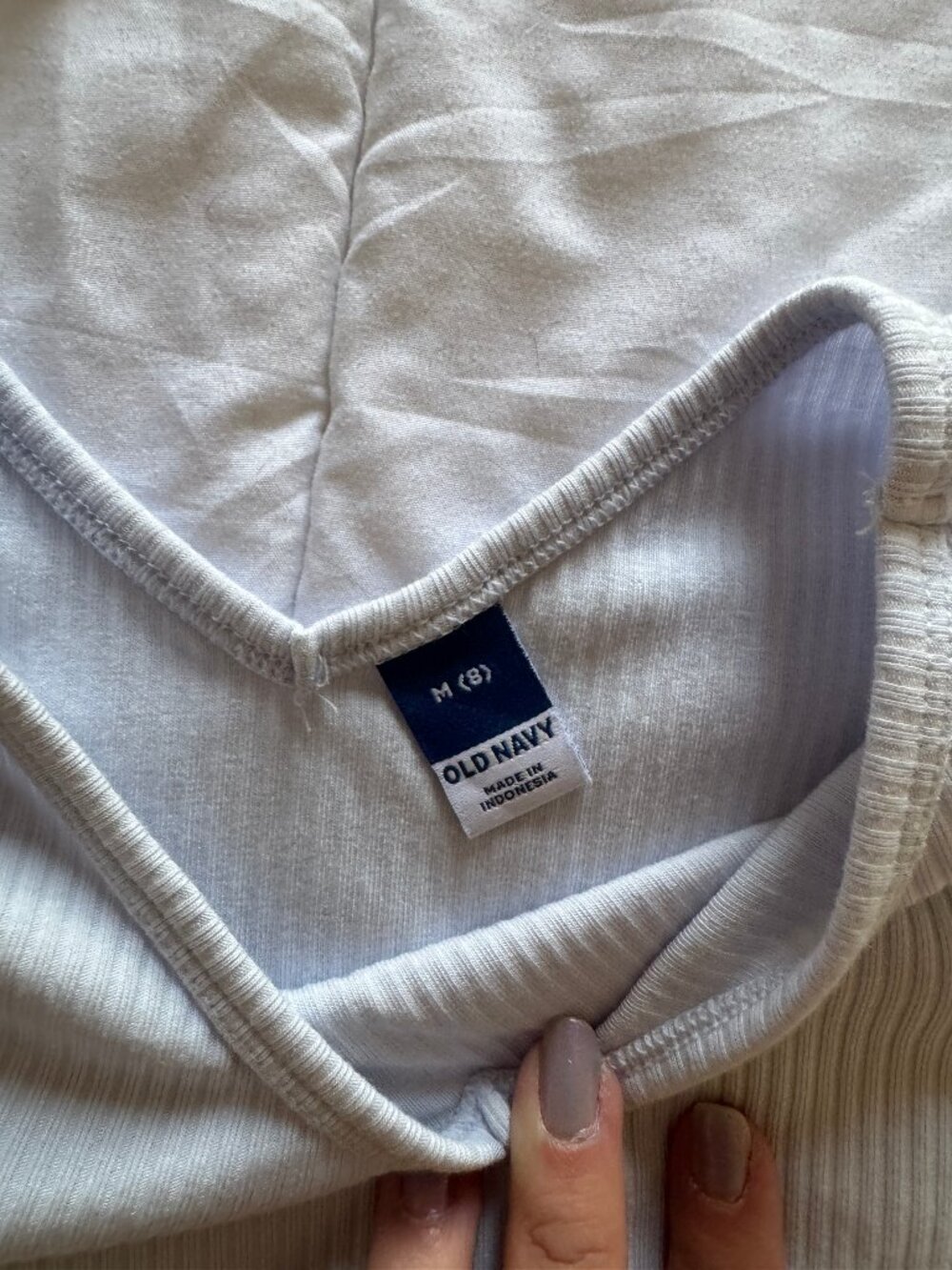 Girl's Old Navy V-Neck Longsleeve Ribbed Tee in Light Blue, Size 8(M) Youth - Picture 2 of 4